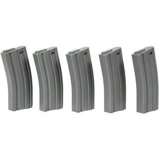 Set of 5 Mid-Cap 120 BB Magazines for M4/M16 Replicas - grey